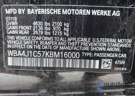 2019 BMW 430I Gran Coupe from USA, damaged, VIN WBA4J1C57KBM16000